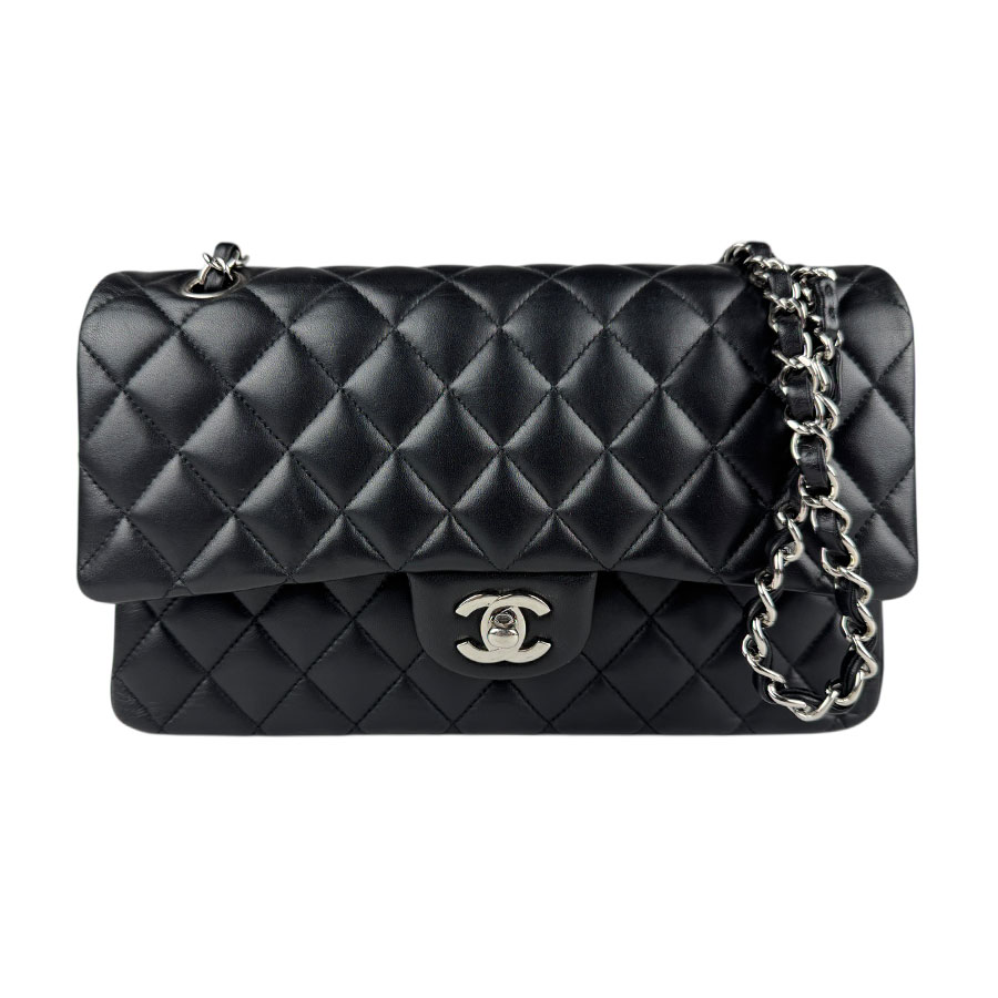 シャネル CHANEL ショルダーバッグ マトラッセ25 ラムスキン ブラック シルバー レディース z5443