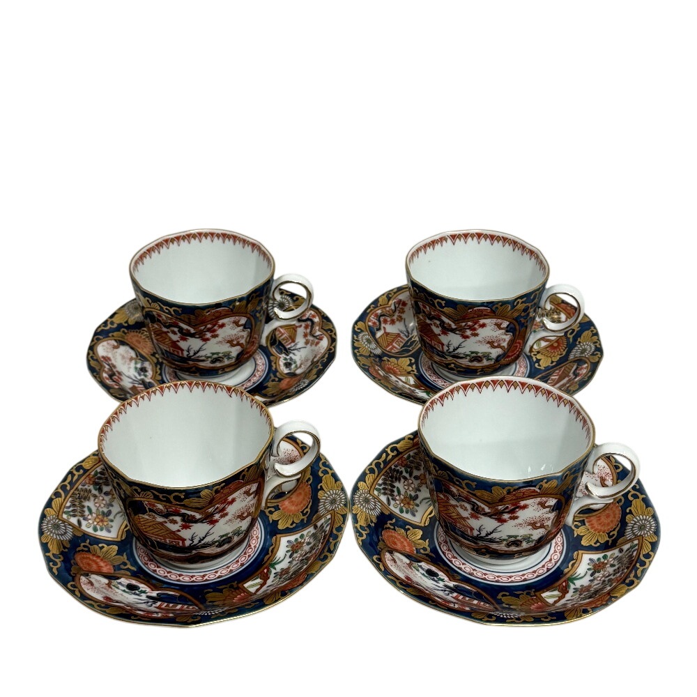 有田焼 賞美堂 其泉窯 琳派 古伊万里様式 金彩 和食器 ティー コーヒー カップ&ソーサー 4客揃い セット まとめて コップ グラス お皿 尾形光琳 陶器 食器 マルチカラー ユニセックス