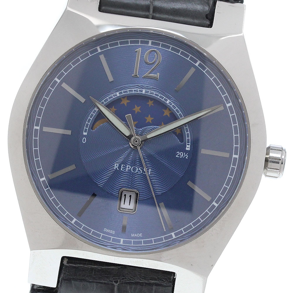 レポシ REPOSSI Ref.R8 ムーンフェイズ デイト クォーツ メンズ 良品 _935361【中古】