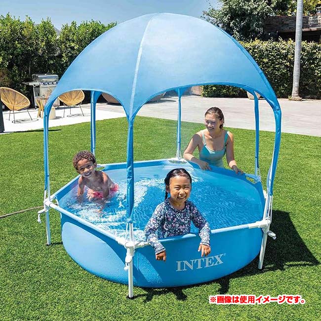 日本未発売 INTEX(インテックス) キャノピー メタルフレーム プール 183×38cm 日よけ付きプール 28209NP-ブルー(24y3m)