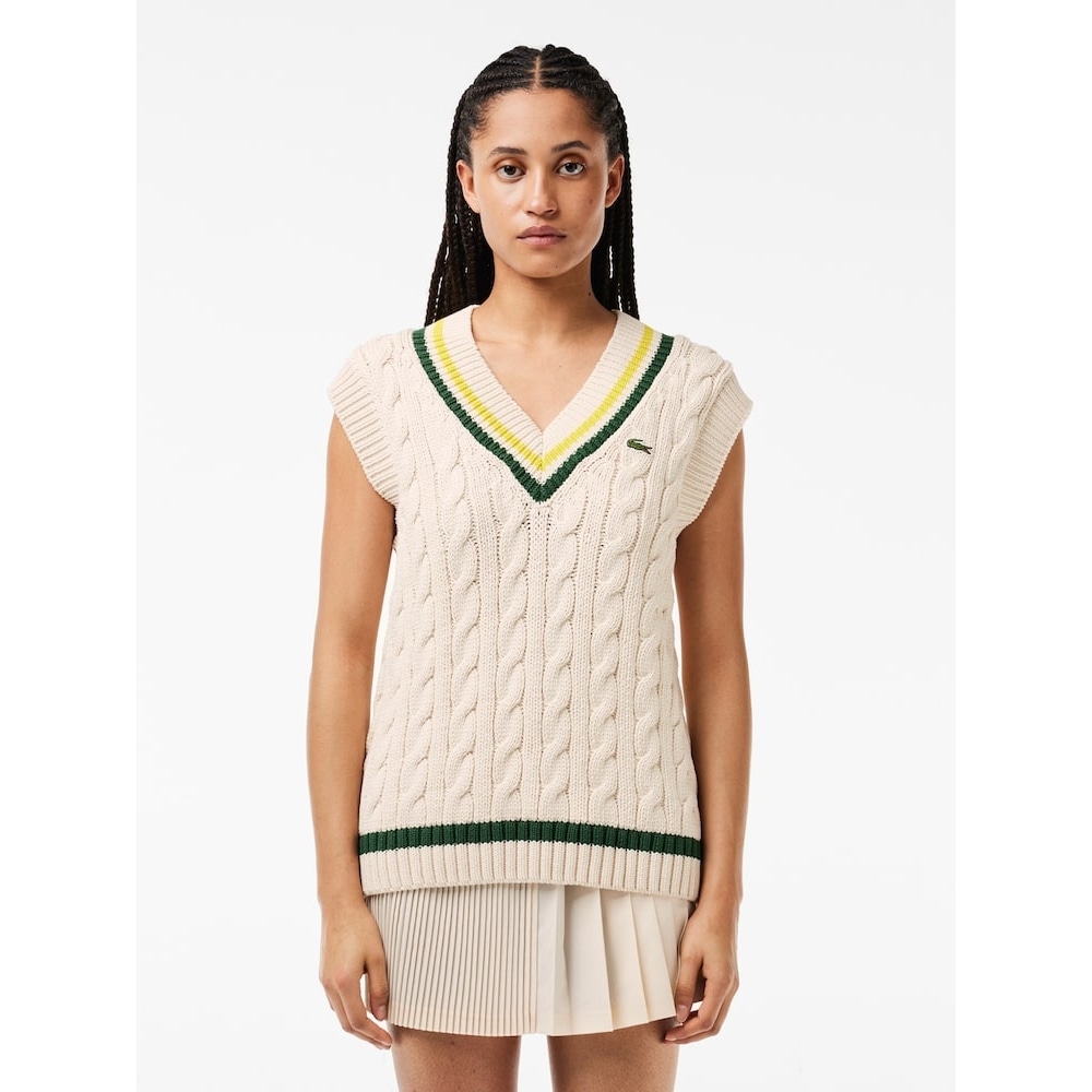 ラコステ女性用 Vネックテニスベスト AF6945-54G IUS Q2NAF6945-54GIUS