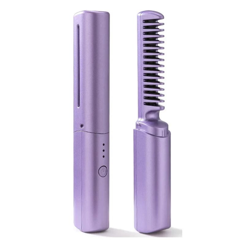 ワイヤレスストレートアイロンマイナスイオンヘアアイロン髪を傷めずに巻くストレート両用怠惰ヘアアイロン家庭用ポータブルヘアスタイリングコーム電子コームストレートクリップワイヤレスヘアアイロングリーン30