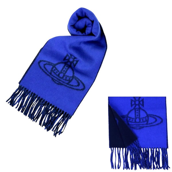 マフラー 24-W00ZH-K405 レディース メンズ ビッグオーブロゴ ロイヤルブルー バイカラー マフラー