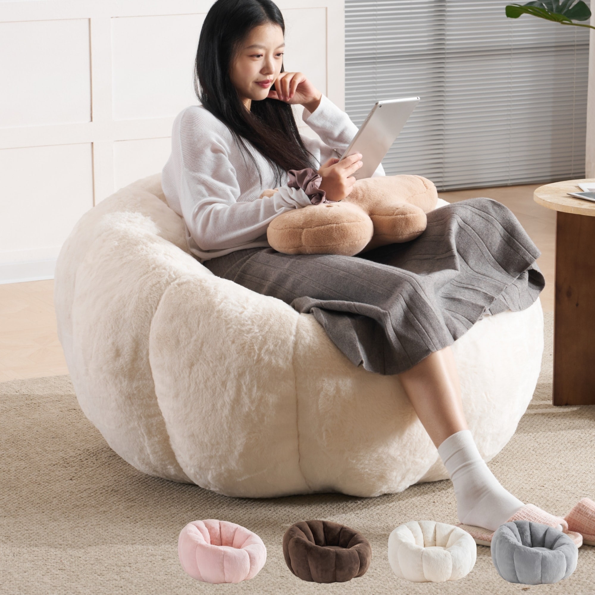 【一人掛けソファ】圧縮ソファ クッションソファー ソファー 座椅子 圧縮梱包 1人掛けソファ シンプル フロアソファー 座る 可愛い外観 実用性 コンパクト ホワイト