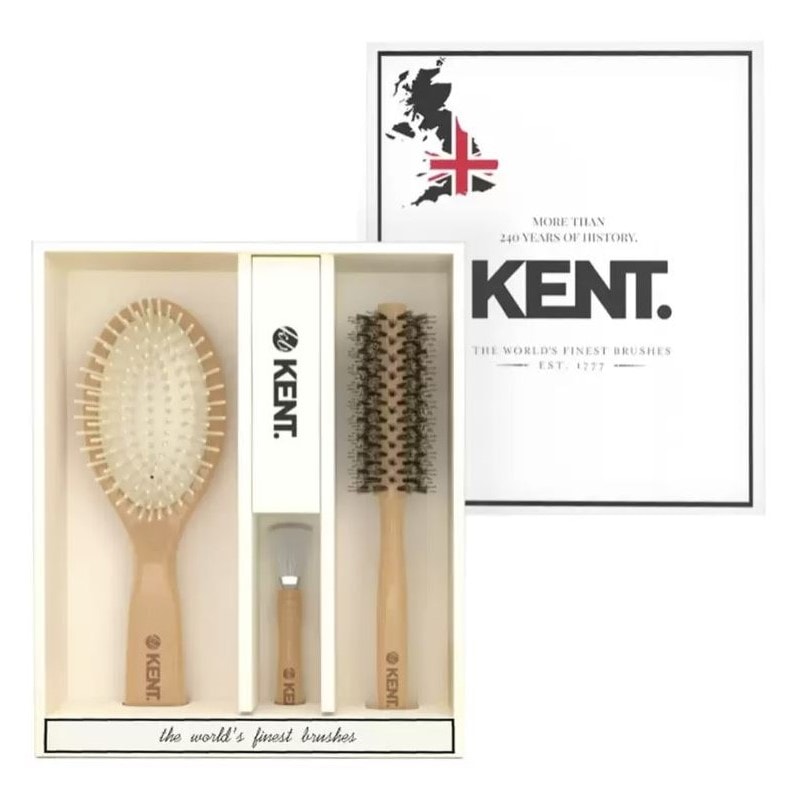 [Kent] ケント クッションロールブラシセット/ クッション(L)ブラシ1本+ ロールブラシ(16PI)1本+ ヘアブラシクリーナー1本