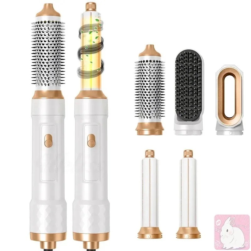 多機能5-in-1熱風コームストレートカールコームヘアアイロン両用ヘアスタイリングコーム電動ドライヤー父の日