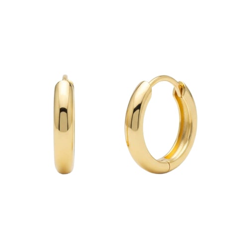 ALLEUN 14K 18K ラウンドワンタッチリングゴールドイヤリングミニデイリー