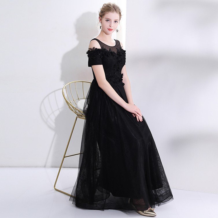 パーティードレス 結婚式 イブニングドレス 袖あり カクテルドレス ロング 黒 カラードレス ベアトップ 演奏会 ウエディングドレス 二次会 フォーマル 8,253円