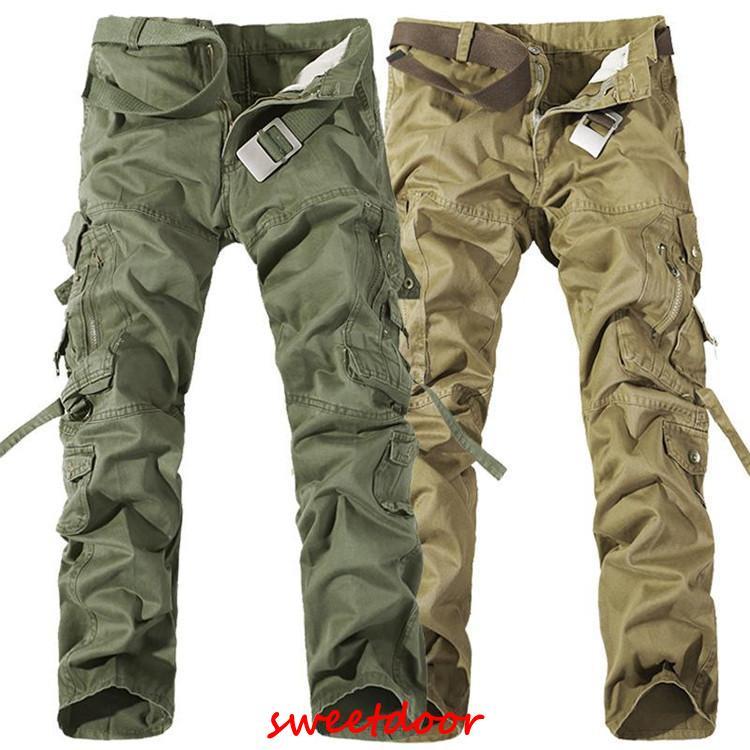 ストレッチ カーゴパンツ メンズ スリム ワークパンツ 作業着 レディース ミリタリーパンツ ストレート ブラック 黒 グリーン パンツ