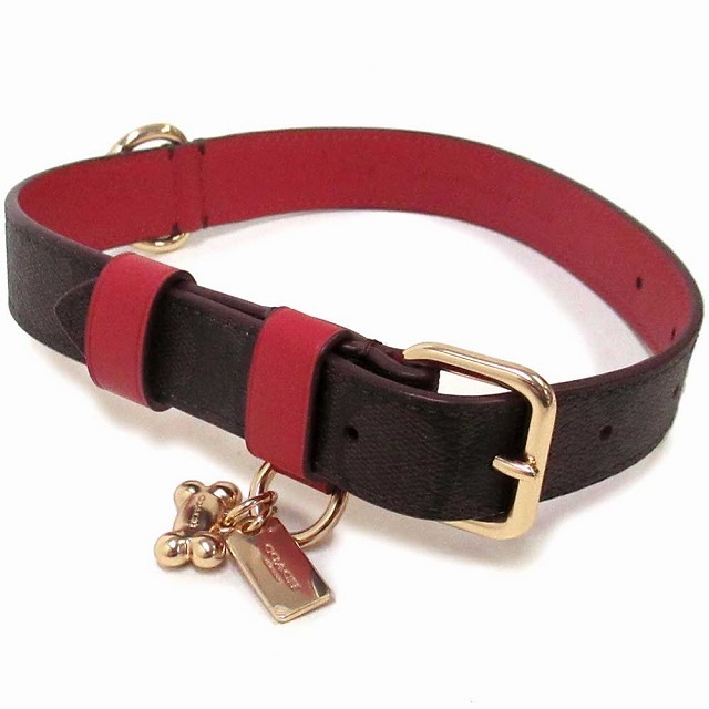コーチ 犬の首輪 COACH アウトレット シグネチャー ペット用品ラージ リーシュ 骨型 チャーム ドッグカラー専用BOX付きCH154 IMVGA