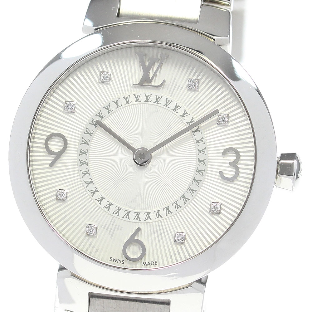 ルイ・ヴィトン LOUIS VUITTON Q12MG タンブール スリム 8Pダイヤ クォーツ レディース 箱・保証書付き_869435【中古】