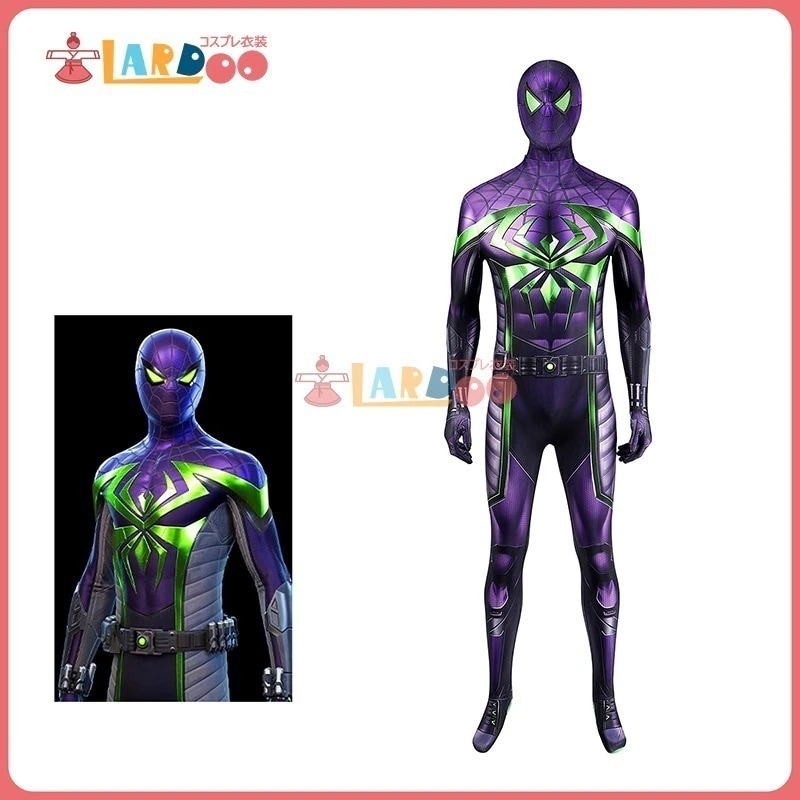 スパイダーマン Miles Morales Purple Reign マイルズ モラレス Suit コスプレ衣装 コスチューム cosplay369