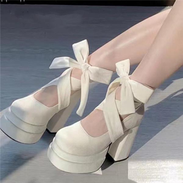 【人気製品 急速出荷】 ロリータ 厚底 ロリィタパンプス ゴスロリ おでこ靴 ロリィタ靴 ヒール4センチ レディース メイド靴 可愛い 女の子 リボン付き 日常 文化祭
