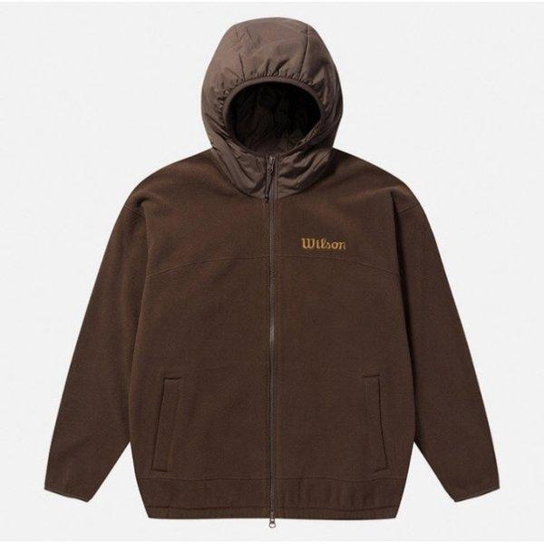 フードジップアップ LQC W244001LFJO3-DBR 男性 W フリース フルジップ ジャケット