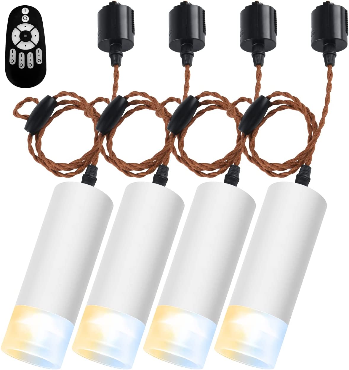 ペンダントライト 引掛シーリング用 スポットライト 4個セット 60W形相当 調光調色 リモコン付き LED一体型 遠隔操作 led照明 昼光色 昼白色 電球色 照明器具 天井 電球ソケット 吊り下げ