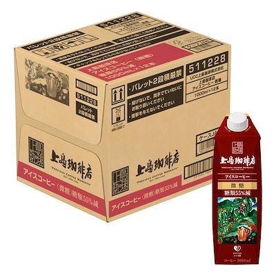 他サイト： UCC(ユーシーシー) 上島珈琲店 アイスコーヒー 微糖 紙パック 1000ml×12本の商品画像