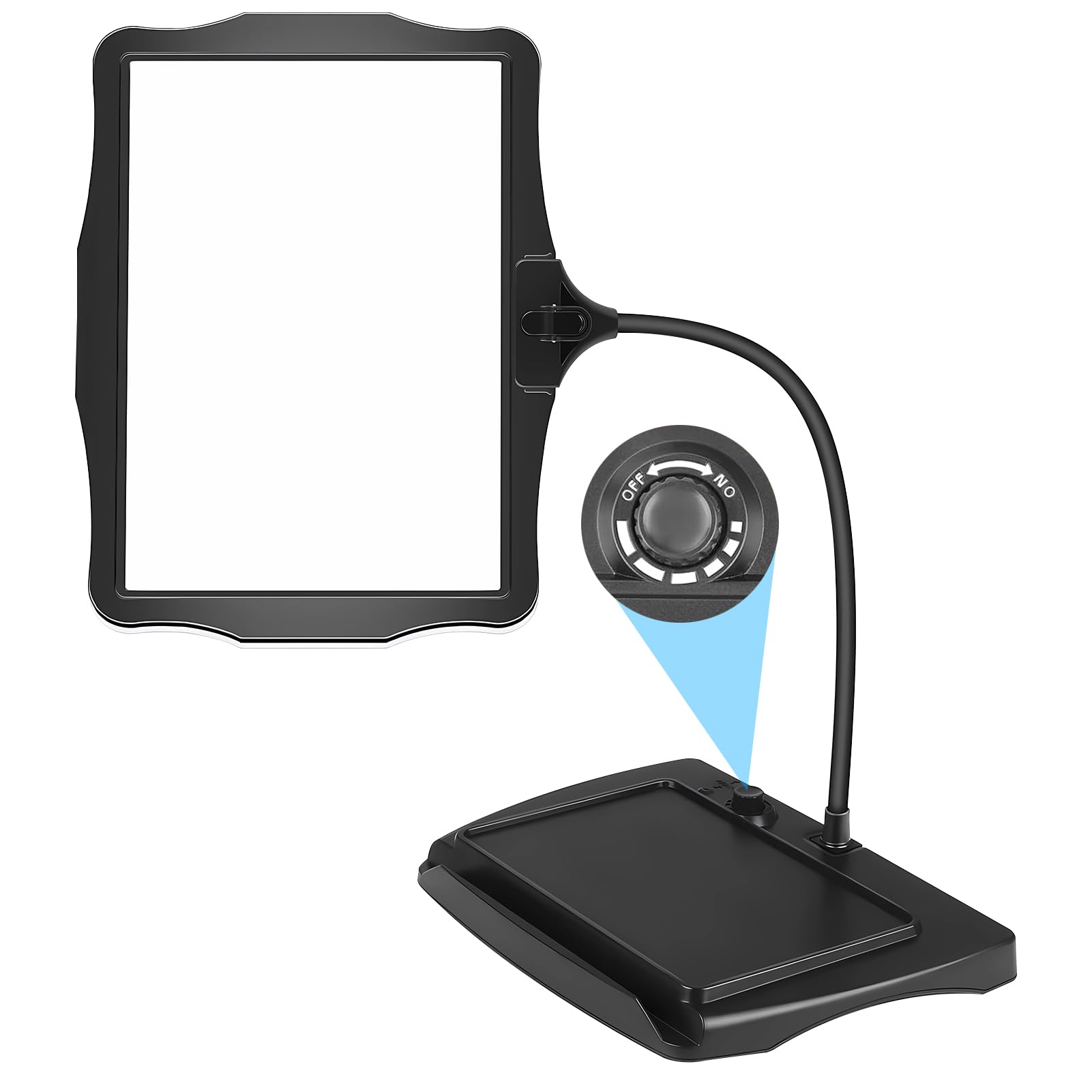 1台2役 拡大鏡 ルーペ 読書用の拡大鏡 調光 48 LEDフレキシブルグースネック拡大鏡 デスクランプ 角度調整可能 柔軟な取り外し可能なデスクトップ 大型フルページ拡大鏡