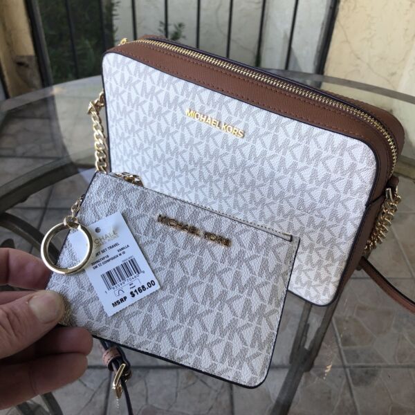 二つ折り財布 Michael KorsCrossbody Messenger Handbag Purse Bag + Key Ring Chain Coin Pouch