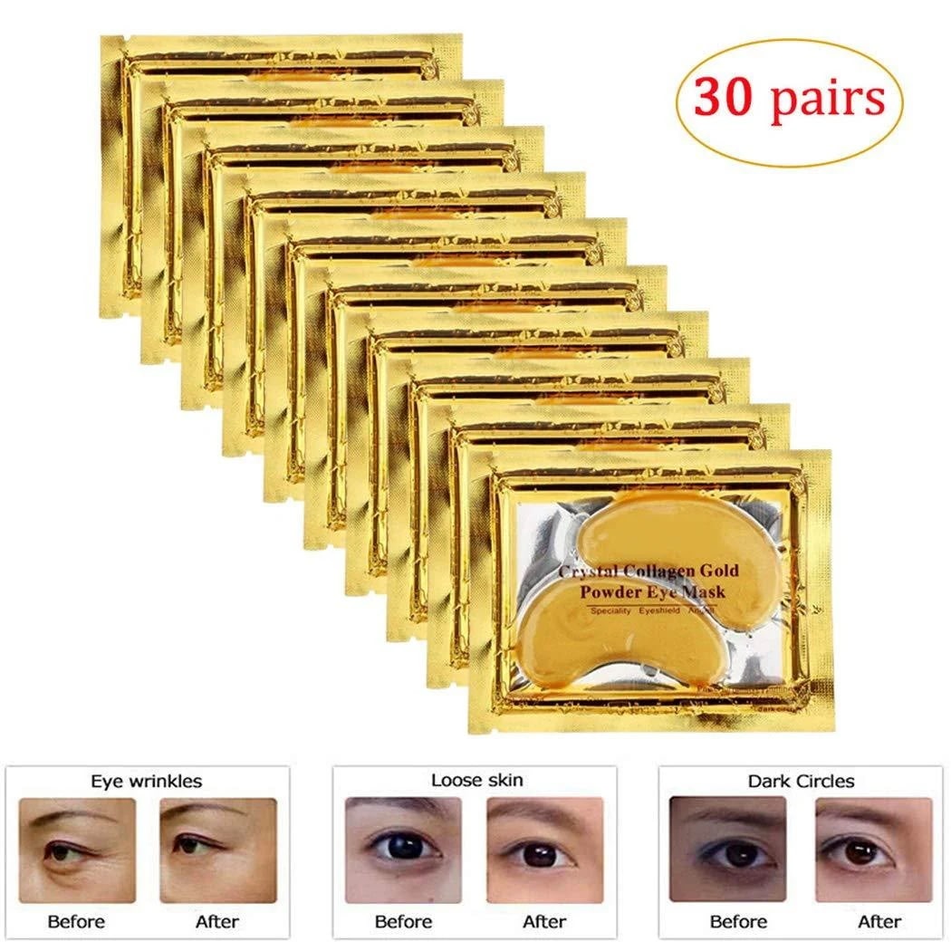 Genuva 30 Pairs Gold Collagen Eye Masks Powder Cry