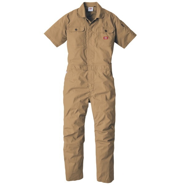 D749 カーキ 5L ストレッチCVC半袖ツナギ