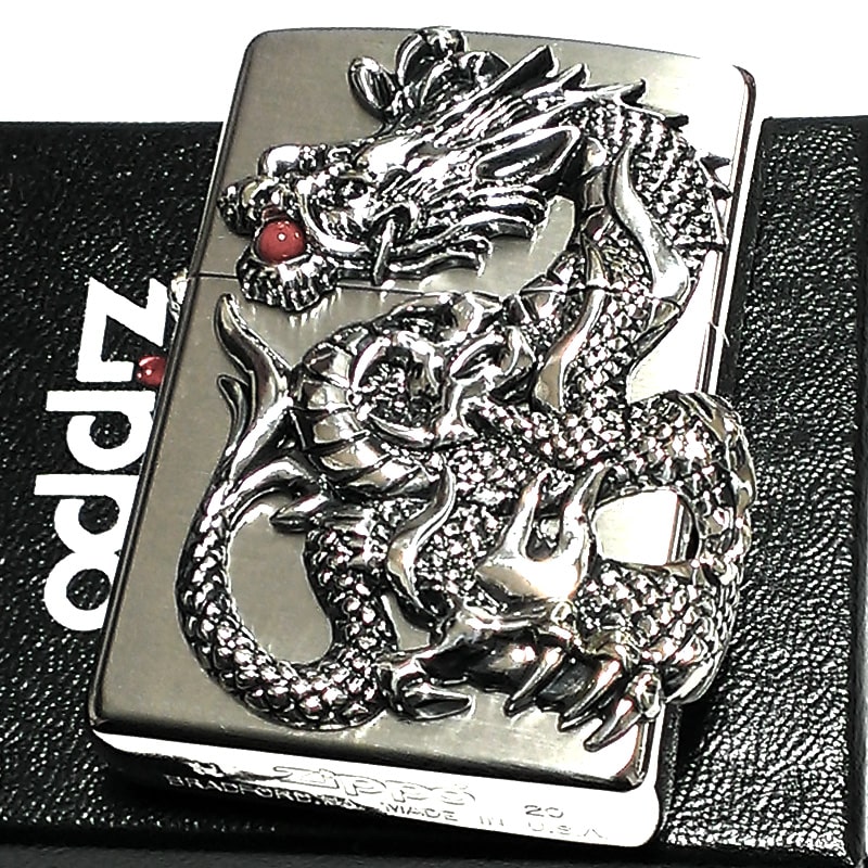 国内外の人気！ 龍 ライター ジッポ 和柄 ZIPPO ドラゴンメタル 銀