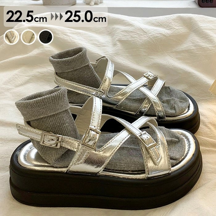 ストラップサンダル 厚底 サンダル レディース かかとあり 厚底サンダル 安定感 夏 ベルト 靴 女性 大人 美脚 シューズ シンプル dj076n1n1c6