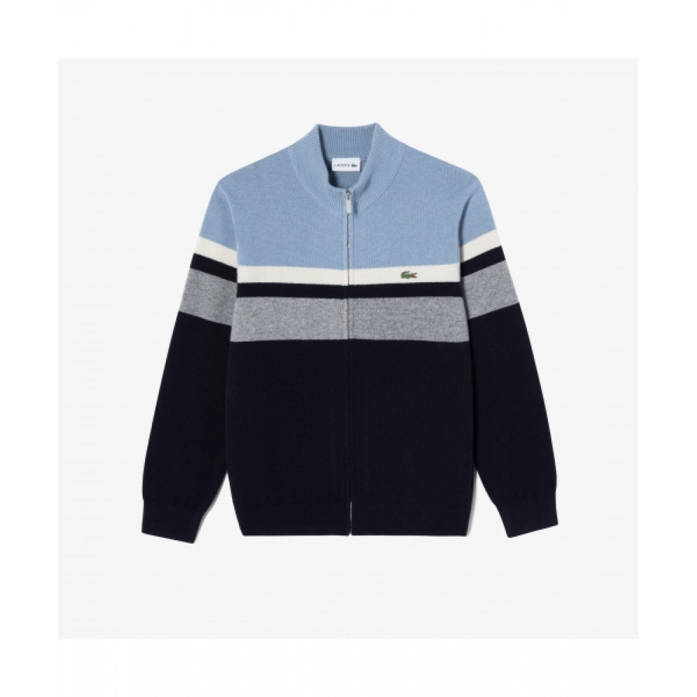 LACOSTE メンズハイネックカラーブロックカーディガン [ネイビー]