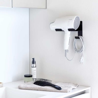 他サイト： ドライヤー収納 山崎実業 tower タワー 石こうボード壁対応ウォールドライヤーホルダー ブラックの商品画像