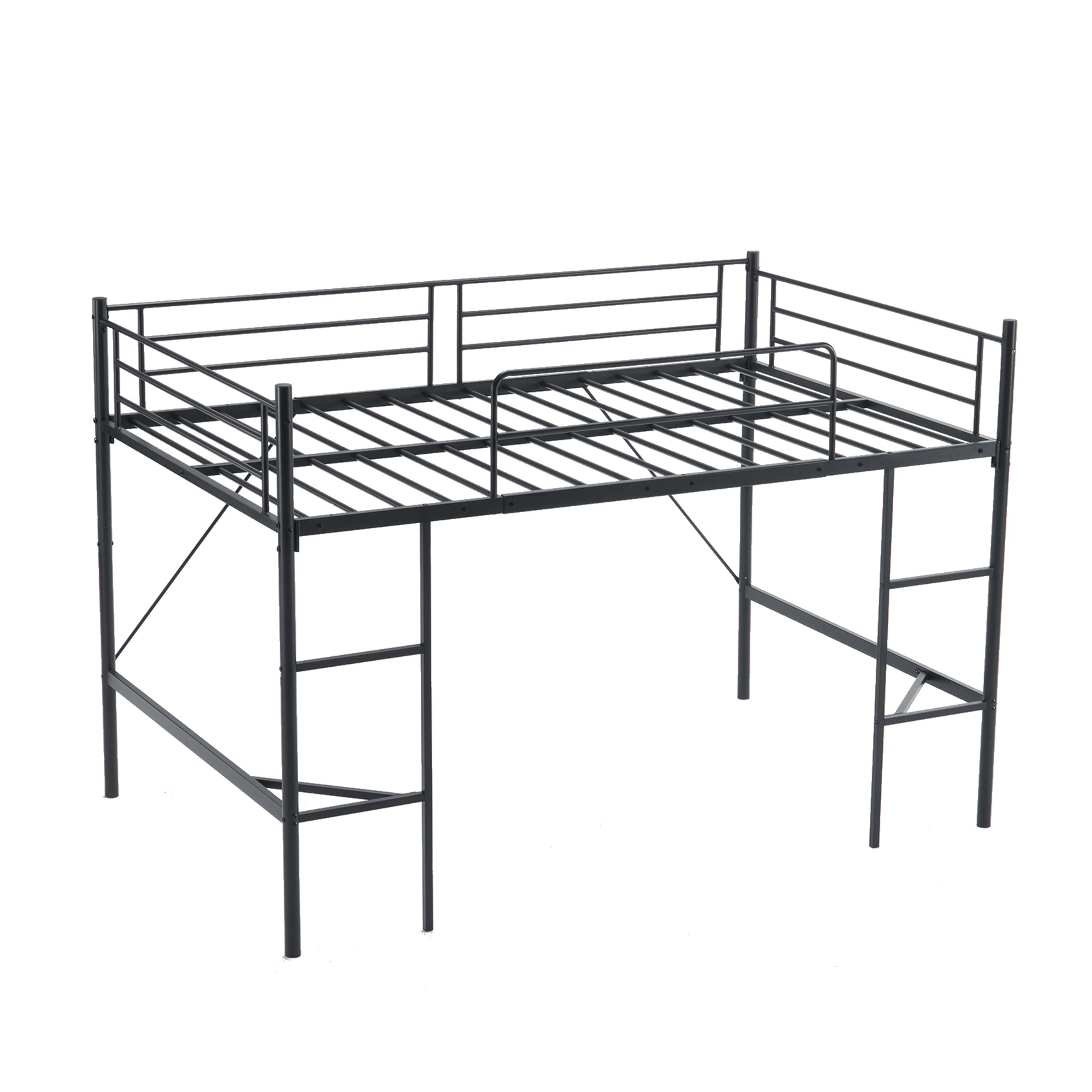 【国内へ発送&送·料·無·料】248【新作】【ブラック】【SDセミダブル】 ロフトベッド パイプベッド ベッド デスク付 木 収納 北欧風 子供部屋 スチール 耐震 ベッド