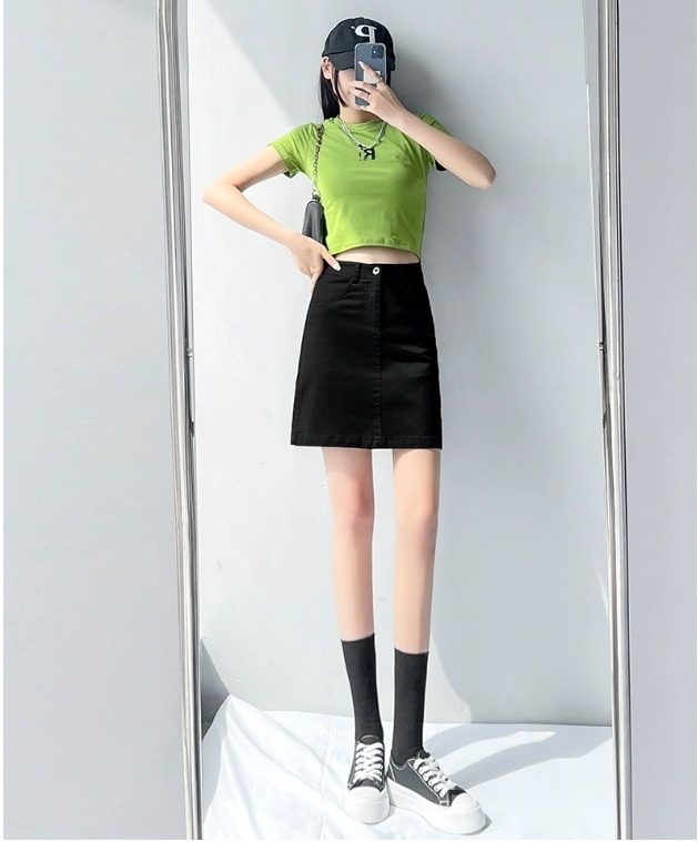 スカート デート ミニスカート ミニ丈 スリム タイト コットン 可愛い きれいめ 上品 おしゃれ かっこいい 可愛い ラブリー キュート ガーリー クール モード系 セクシー エレガント