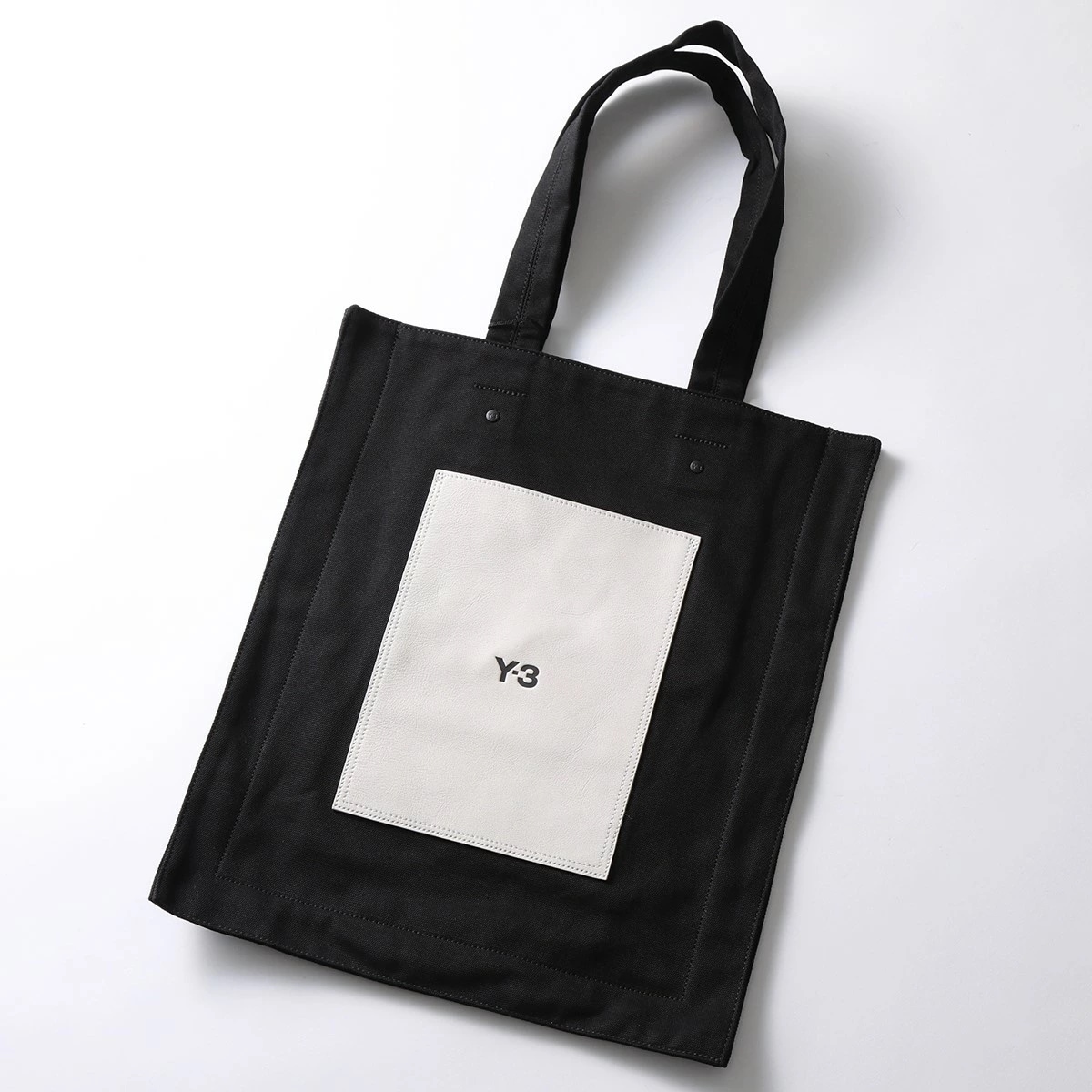 Y-3 ワイスリー トートバッグ LUX TOTE IN5161 メンズ コットンキャンバス レザーパネル ロゴ 鞄 BLACK/NOIR