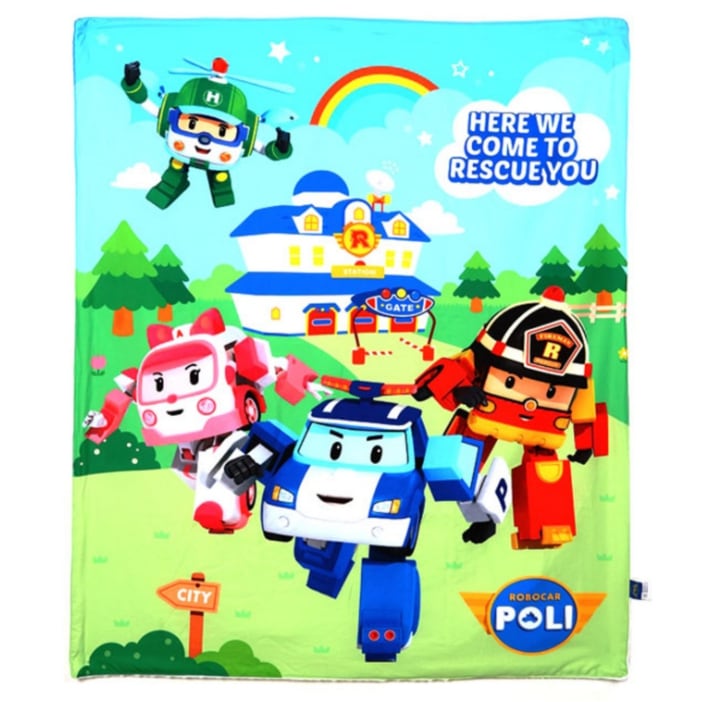 ロボカポリ極細糸ブランケット ROBOCAR POLI 毛布 韓国産 子供の布団 あたたか 防寒対策 極暖 暖かい 冬用 ボリューム 掛け布団 布