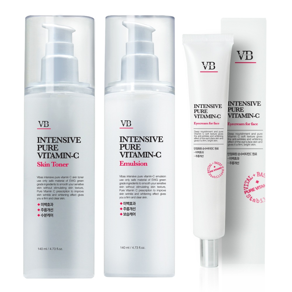 INTENSIVE PURE VITAMIN-C SKIN TONER+ EMULSION+EYE CREAM Set 韓国人気 韓国化粧品 皮膚管理 基本 化粧品ギフト 機能性化粧品