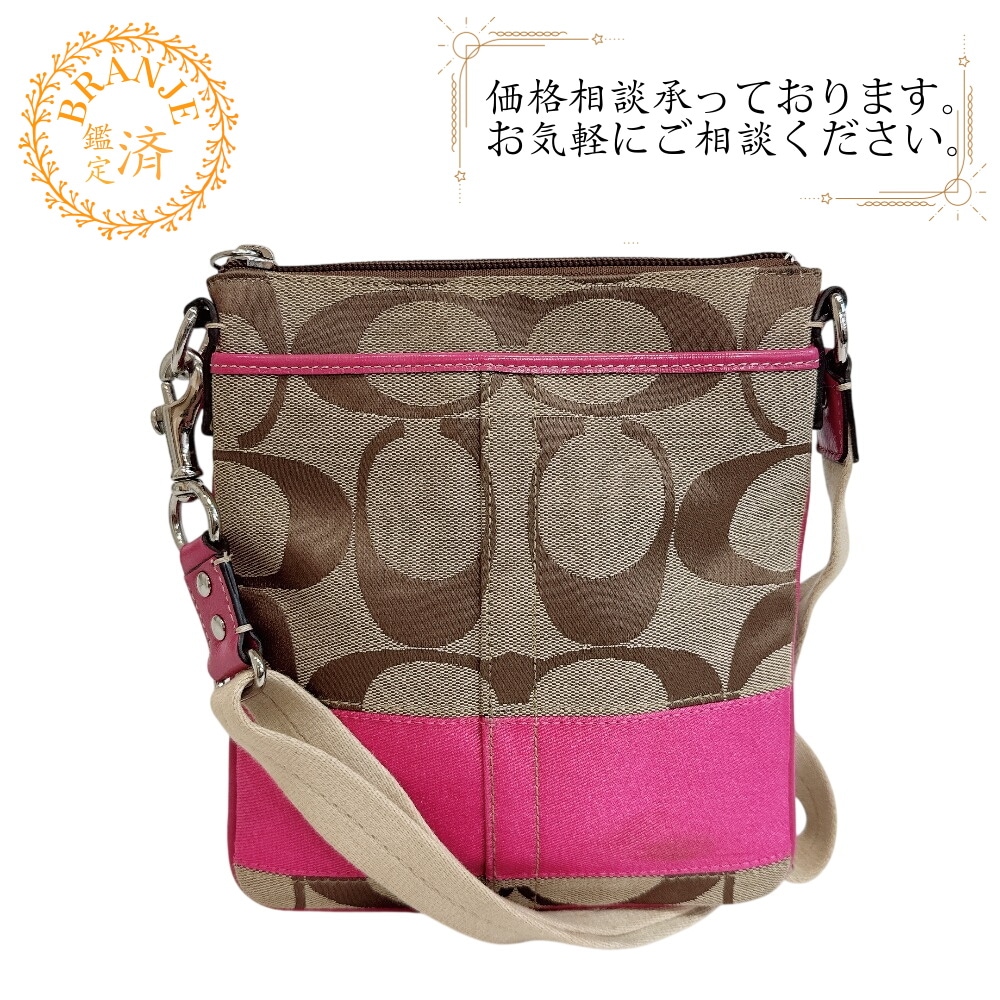 ポシェット シグネチャー キャンバス ショルダーバッグ ピンク
