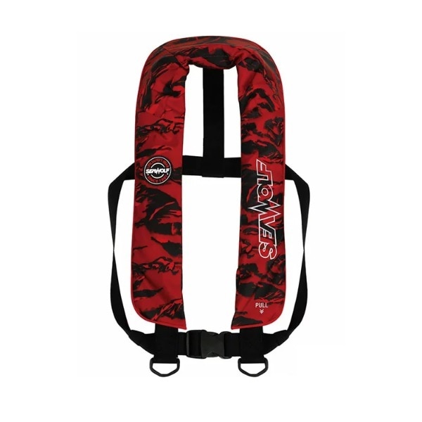 シーウルフ ライフジャケット SW-J-F03 肩掛けライフジャケット レッドカモ フリー 交換用ボンベキット別売