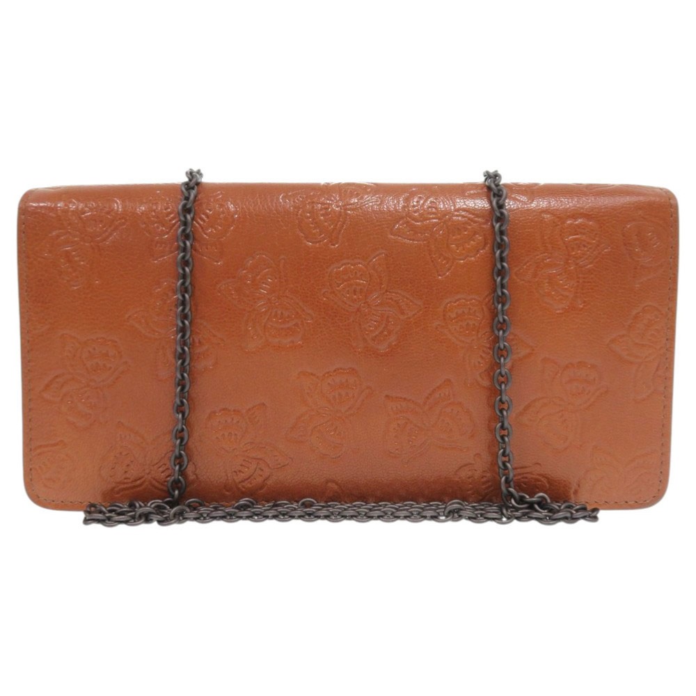 新品同様 ボッテガヴェネタ チェーンショルダーウォレット 蝶 ショルダーバッグ レザー ブラウン 1168【中古】BOTTEGAVENETA レディース