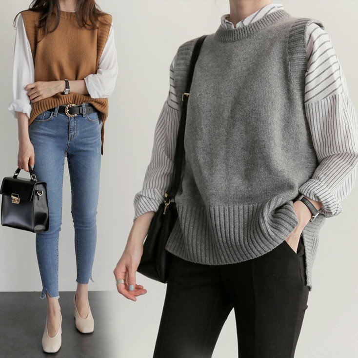 ニットベスト レディース 40代 秋服 ベストセーター 無地 ショット丈 上品 ノースリープニット