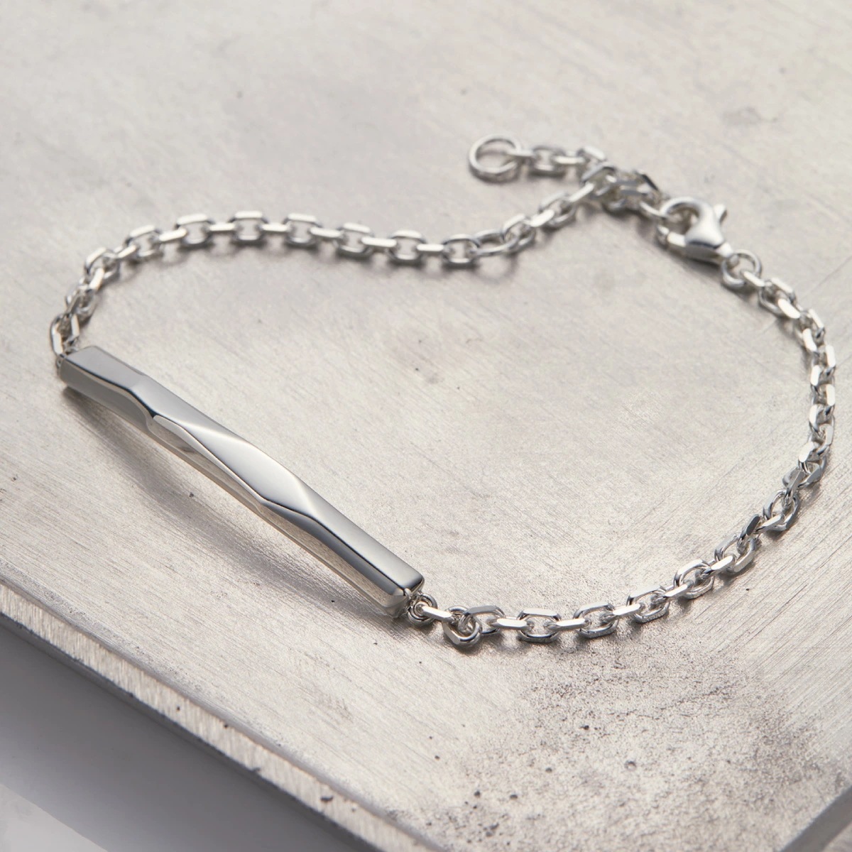 ブレスレット レディース メンズ シルバー925 プレート ツヤ 艶 アズキチェーン シンプル 上品