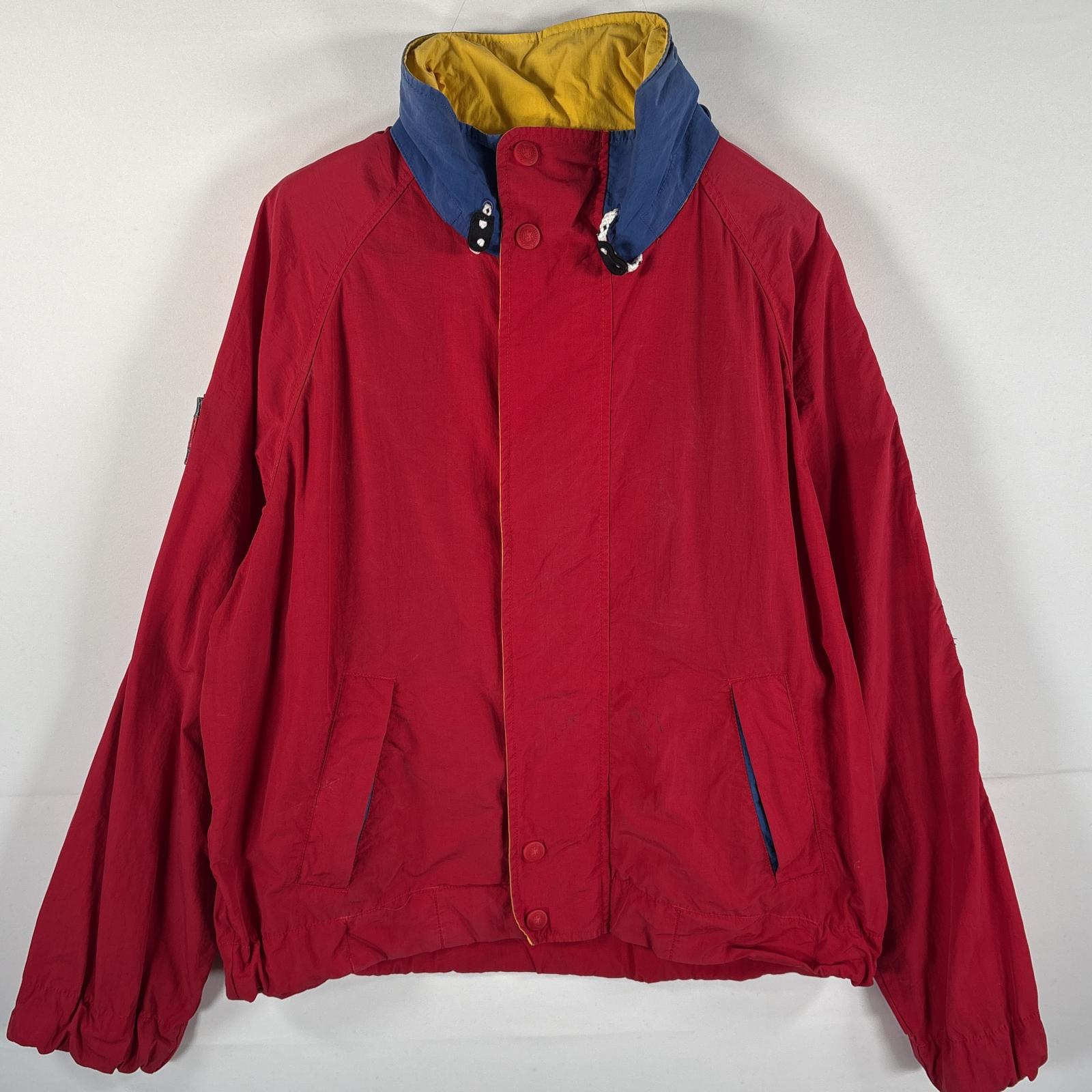 古着 90s/90年代 ナイロンジャケット セーリングジャンパー 裏地メッシュ フーディー M レッド メンズ