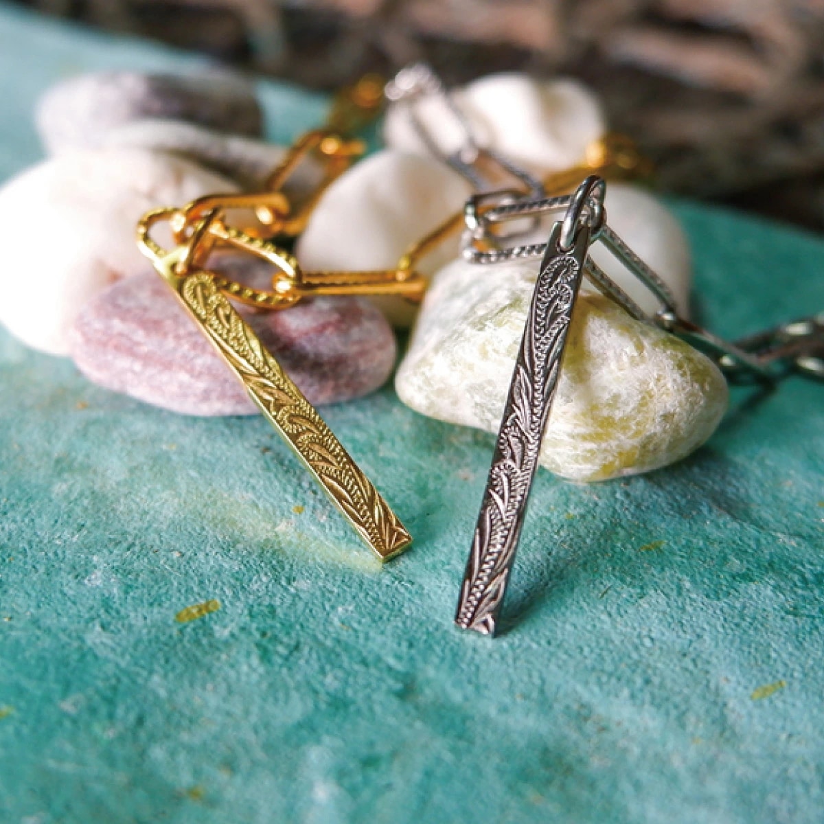 アンクレット レディース サージカルステンレス製 ハワイアンジュエリー バー チェーン スクロール