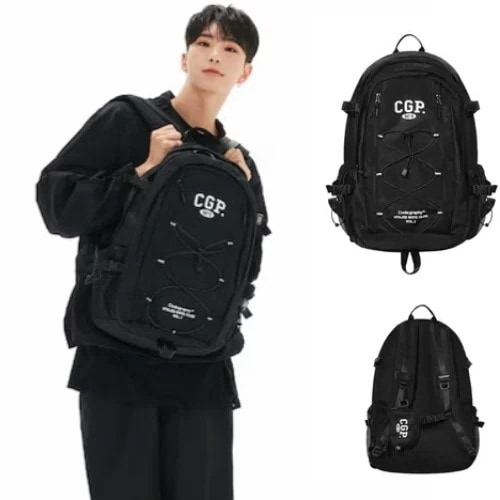 [Seventeen ホシ着用]韓国 人気 バックパックCGP アーチロゴ バックパック_ブラック(+ミニポーチ) 17.5L/34L /2Size