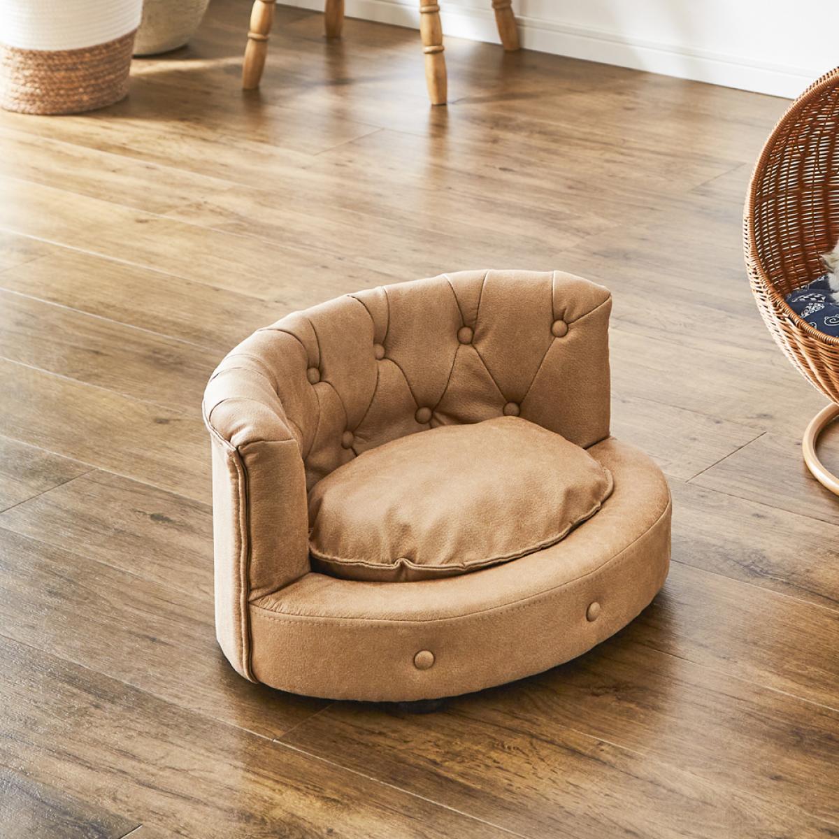 【I】後藤家具物産 チェスターフィールド風コンパクトペットソファー PSO-MG-BE-S ベージュ【代引き不可】【離島不可】