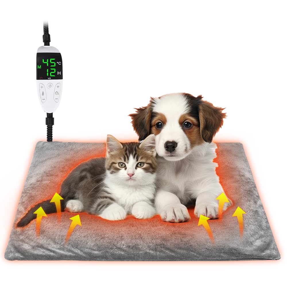 ペット用ホットカーペット ペットヒーター 猫 犬 ペットマット 30℃～60℃温度調節可能 12Hタイマー機能 ホットカーペット ヒーターマット ホットマット 噛み癖対策 過熱保護 カバー洗濯可能 暖
