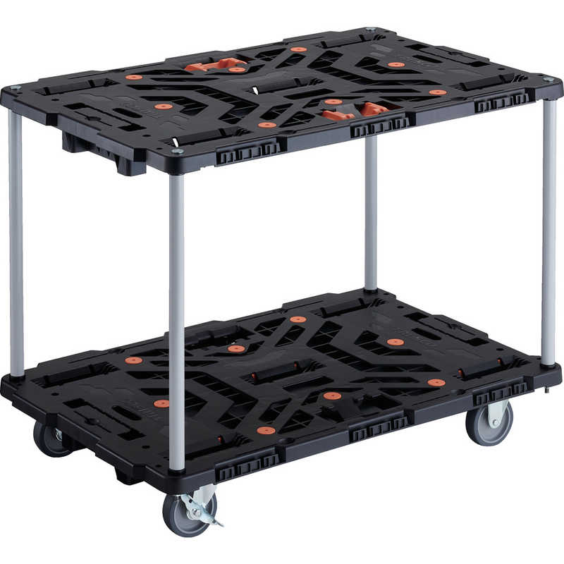 トラスコ中山　TRUSCO連結式樹脂製2段台車ビートル900X600自在3輪内2輪ストッパー付とめたろう付ハンドルなし 　BT920J3S2E100T