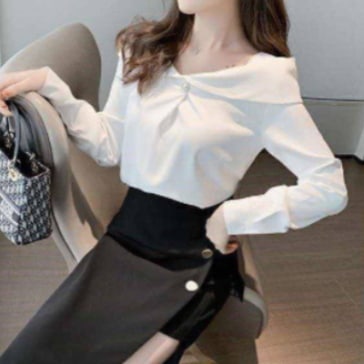 シフォンブラウス トップス シャツ ブラウス スイート ホワイト 白 ブルー 青 イエロー 黄色