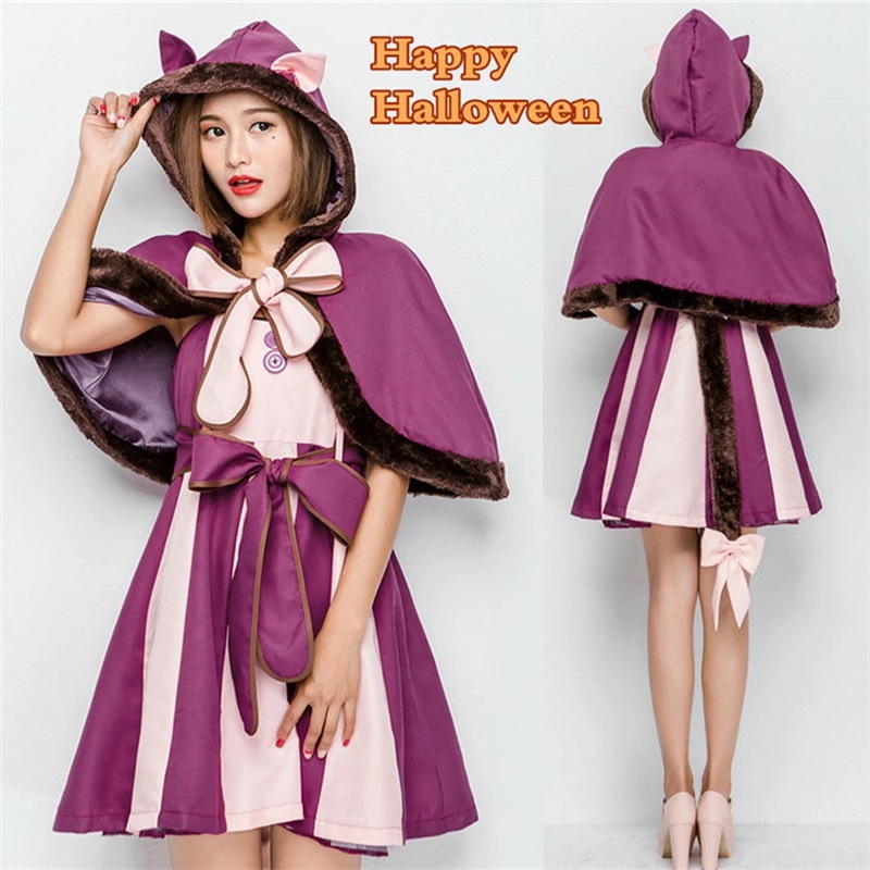 ハロウィン コスプレ チェシャ猫風 ワンピース＆ケープセット コスプレ仮装 コスチューム ハロウィン 衣装 セクシー ゴスロリ ワンピース ミニ レディース ねこ耳 大人 女性 コスチューム ハロウィ 5,134円