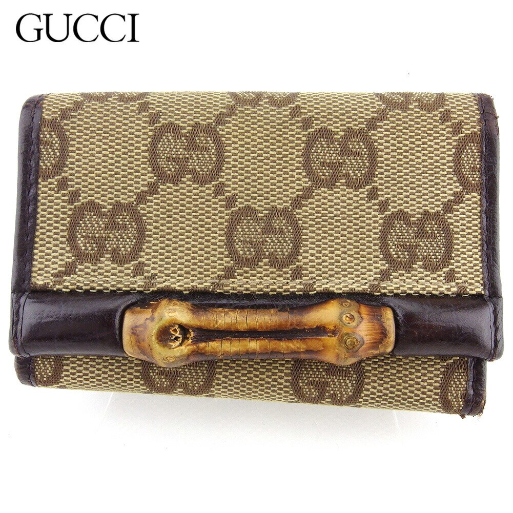 キーケース 6連キーケース GGキャンバス レディース メンズ バンブー ベージュ ブラウン シルバー 中古