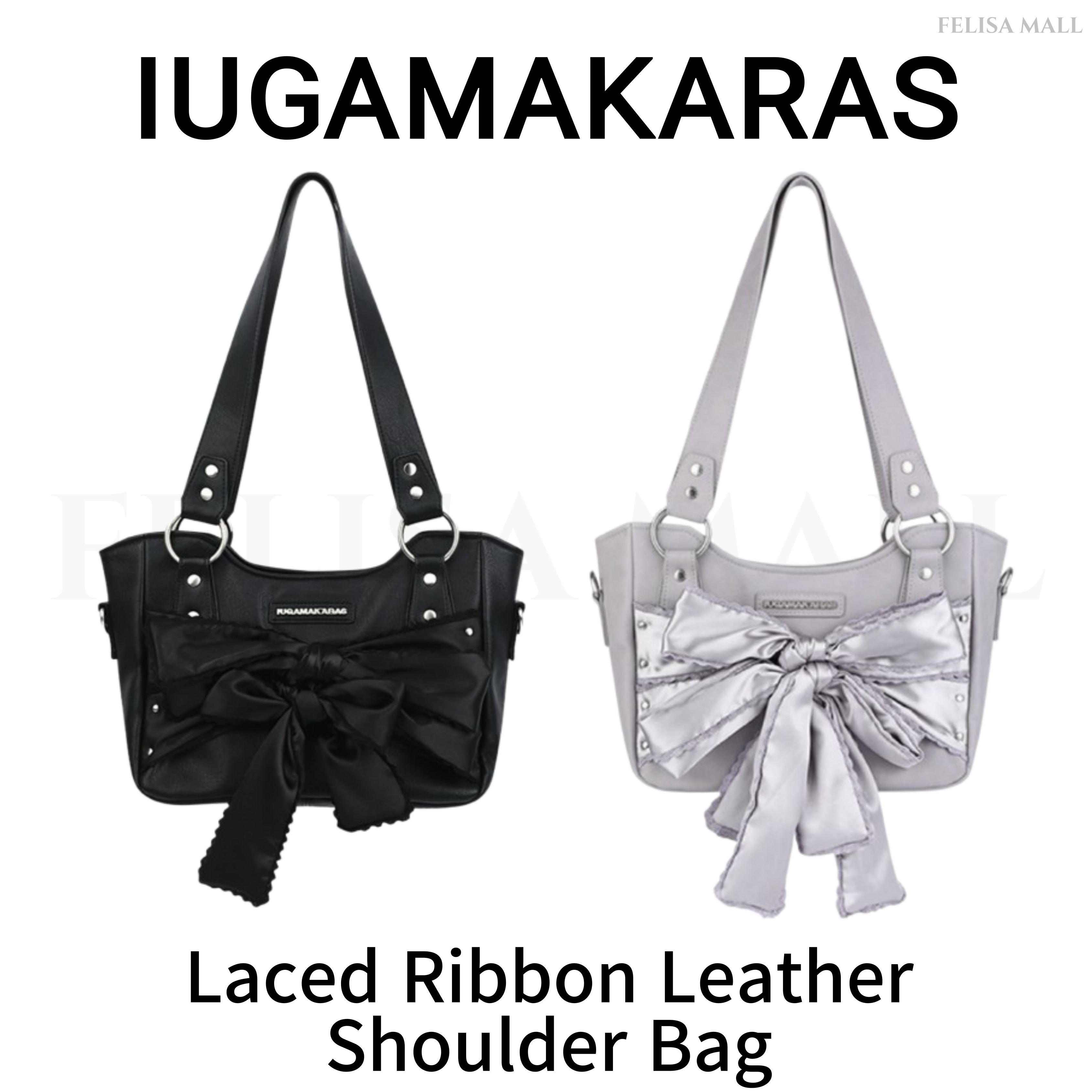 [IUGAMAKARAS] Laced Ribbon Leather Shoulder Bag 韓国人気バッグ 韓国女子