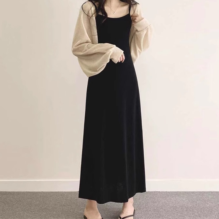 レディース スカート ワンピース キャミソールワンピース ロングスカート ロング 袖なし ノースリーブ 襟なし 薄手 かわいい 大人可愛い きれいめ シンプル カジュアル 上品 おしゃれ レトロ