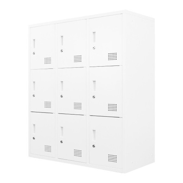 法人限定 Netforce FH-9-2-W-WH ホワイト シューズロッカー 3列3段 9人用 鍵付き スチール製 (幅900mm) メーカー直送